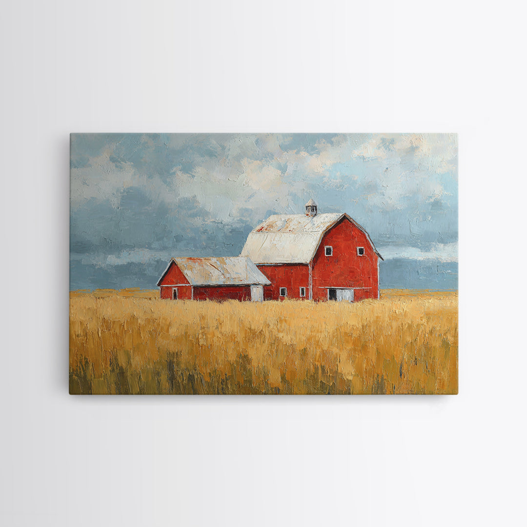 Cornfield under a Dramatic Summer Sky Framed Canvas Print, Farmhouse Art, Wall Decor, Farmhouse Decor, Fine Art, Harvest, FAR-3x2-2