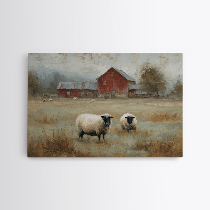 Black and White Sheep Framed Canvas Print, Farmhouse Art, Botanical Art, Farmhouse Decor, Fine Art, Harvest, Minimalist Decor, FAR-3x2-60