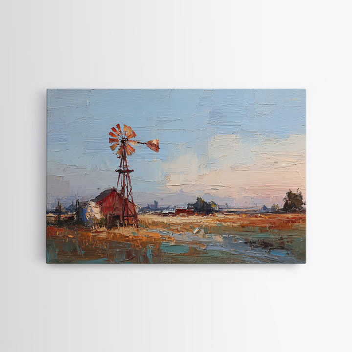 Windmill Silhouette at Sunset Framed Canvas Print, Farmhouse Art, Floral Wall Art, Farmhouse Decor, Fine Art, Harvest, FAR-3x2-69