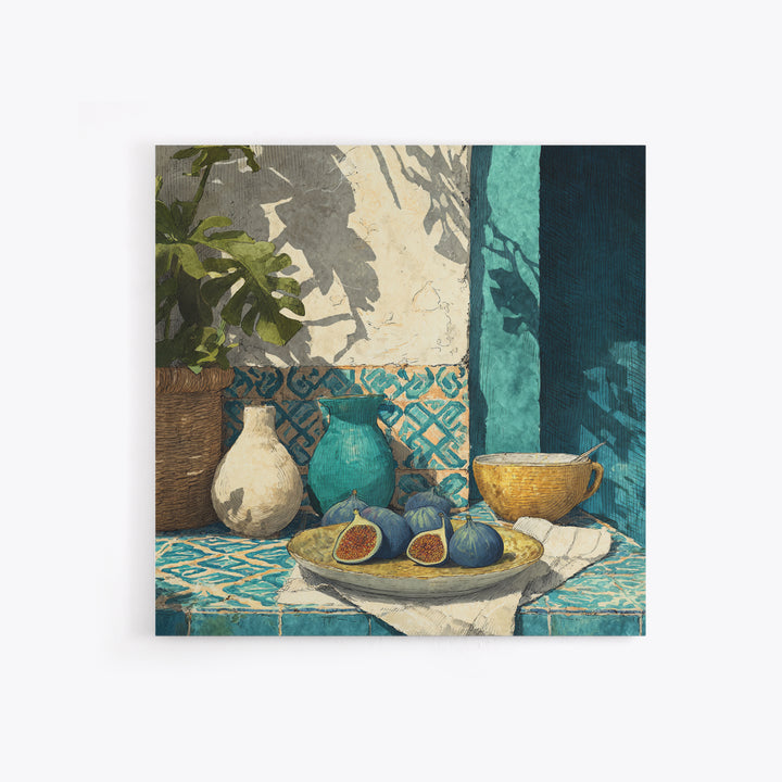 Figs on Ceramic Plate Framed Canvas Print, French Country Art, Farmhouse Wall Decor, Farmhouse Decor, Abstract Art, Country, FCA-1x1-16
