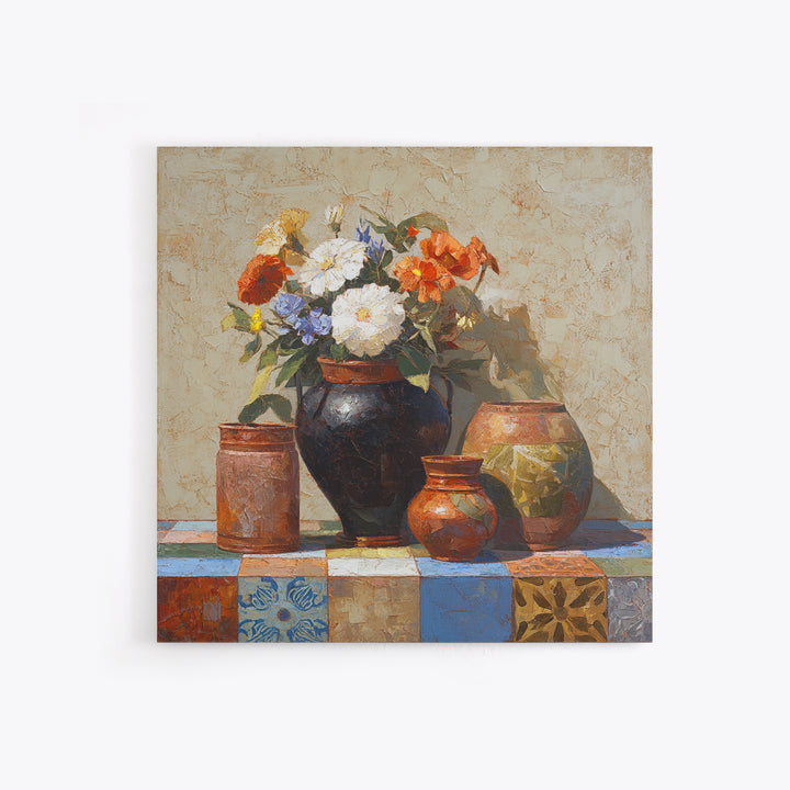 Antique Copper Pot and Flowers Still Life Canvas Print, French Country Art, French Country Decor, Farmhouse Decor, Country, FCA-1x1-24