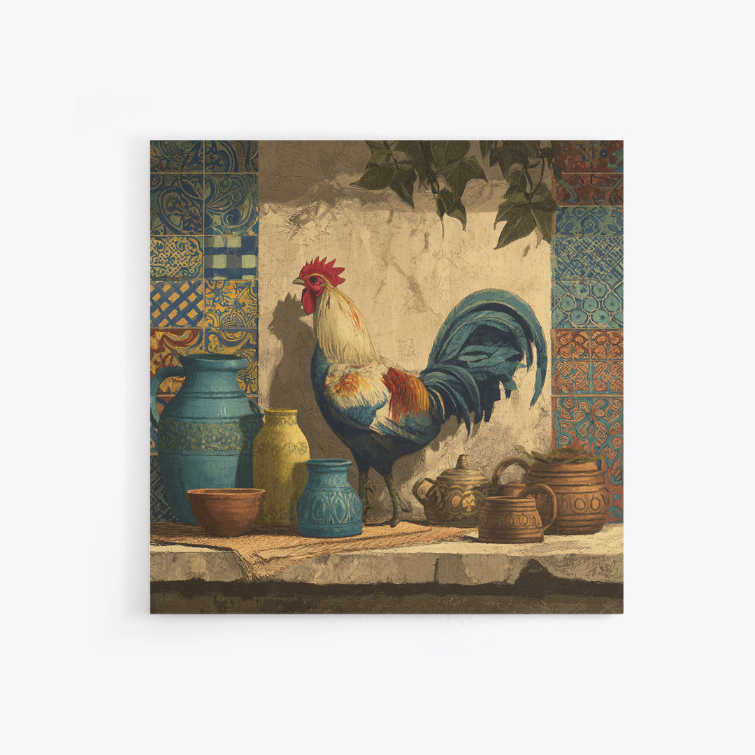 Rooster Portrait in Rustic French Palette Canvas Print, French Country Art, Botanical Prints, Farmhouse Decor, Country, FCA-1x1-26