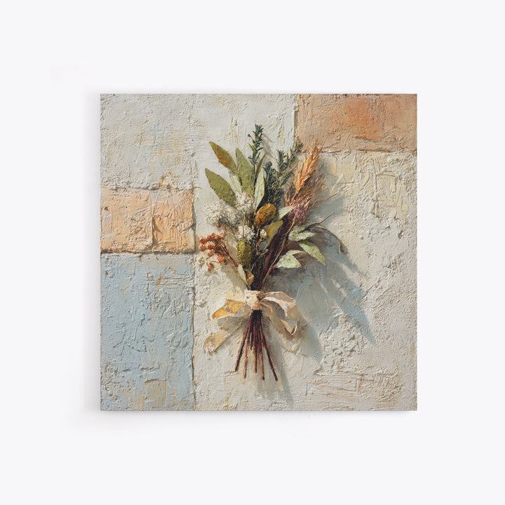 Farmhouse Kitchen Herbs Tied Framed Canvas Print, French Country Art, Digital Art Prints, Farmhouse Decor, Oil Painting, FCA-1x1-37