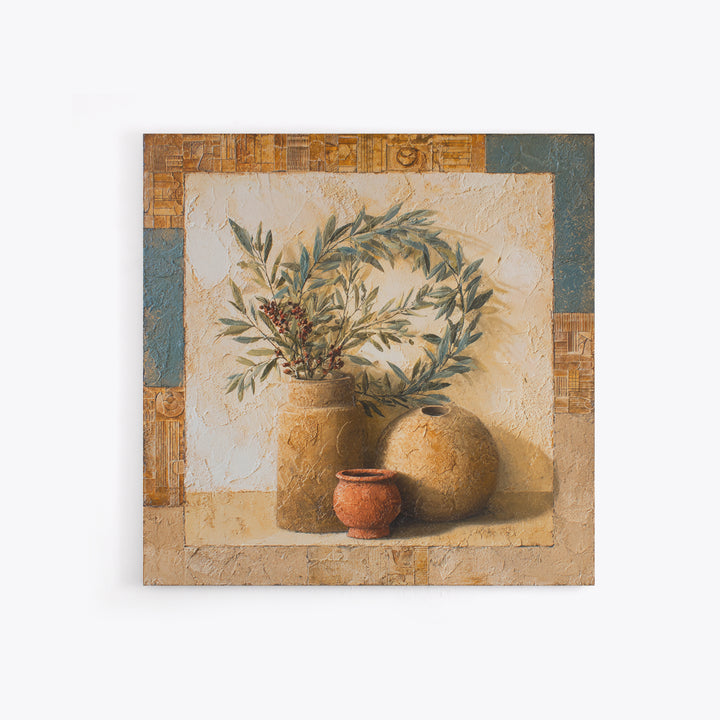 Olive Branch Wreath on Cream Ground Canvas Print, French Country Art, Farmhouse Wall Decor, Farmhouse Decor, Country, FCA-1x1-46