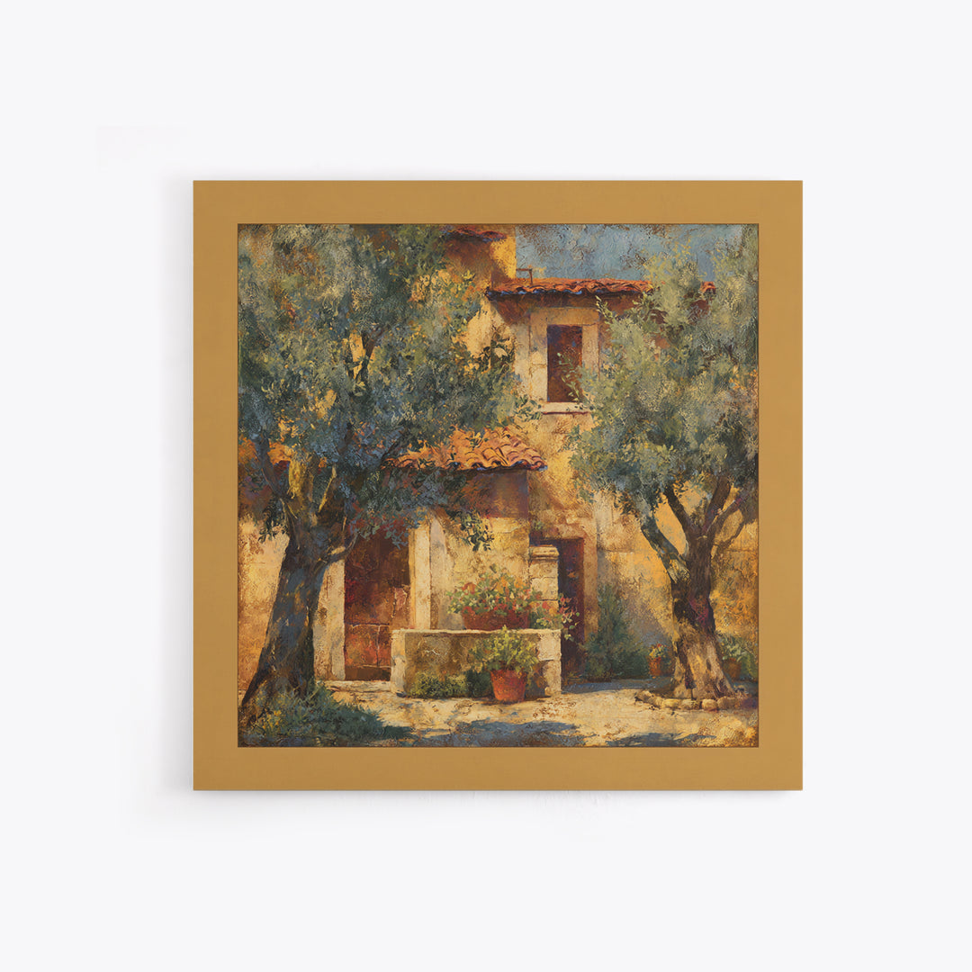 Sunlit Provence Olive Grove Framed Canvas Print, French Country Art, Eclectic Wall Art, Farmhouse Decor, Fine Art, Country, FCA-1x1-53