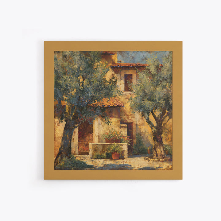 Sunlit Provence Olive Grove Framed Canvas Print, French Country Art, Eclectic Wall Art, Farmhouse Decor, Fine Art, Country, FCA-1x1-53