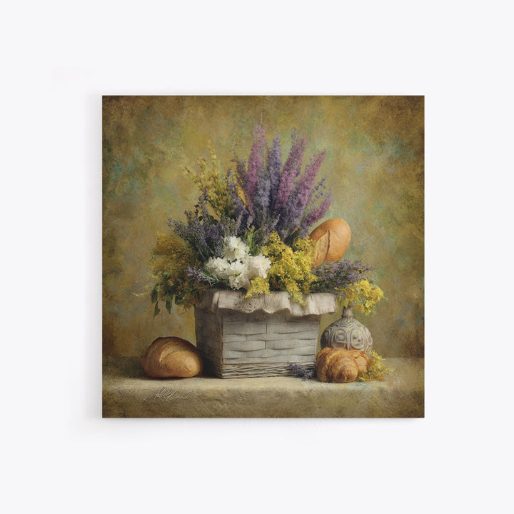 French Market Basket Canvas Print, French Country Art, French Country, Farmhouse Decor, Fine Art, Country, Statement Artwork, FCA-1x1-55