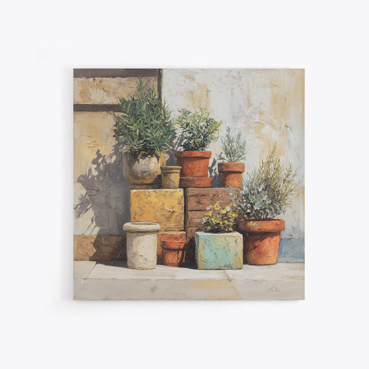Terra Cotta Pots Canvas Print, French Country Art, Farmhouse Wall Art, Farmhouse Decor, Fine Art, Country, Boho Decor, FCA-1x1-59