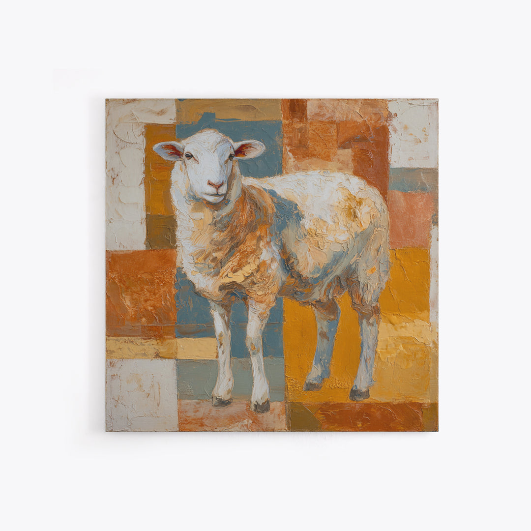Pastoral Sheep in Rolling Countryside Framed Canvas Print, French Country Art, Floral Wall Art, Farmhouse Decor, Country, FCA-1x1-62