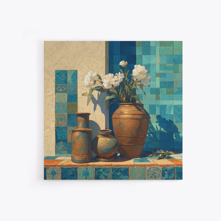 Antique Copper Pot and Flowers Still Life Canvas Print, French Country Art, French Country Decor, Farmhouse Decor, Country, FCA-1x1-72
