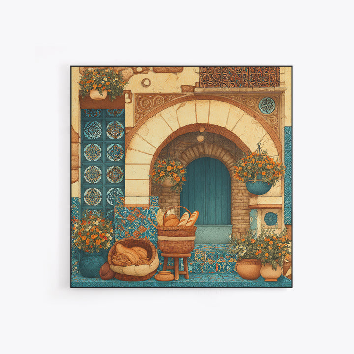 French Market Basket Framed Canvas Print, French Country Art, Above Bed Art, Farmhouse Decor, Fine Art, Country, FCA-1x1-79