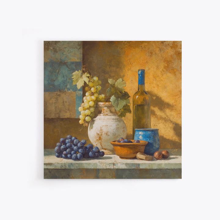 Grapes and Wine Still Life Canvas Print, French Country Art, Digital Download Art, Farmhouse Decor, Fine Art, Country, FCA-1x1-81