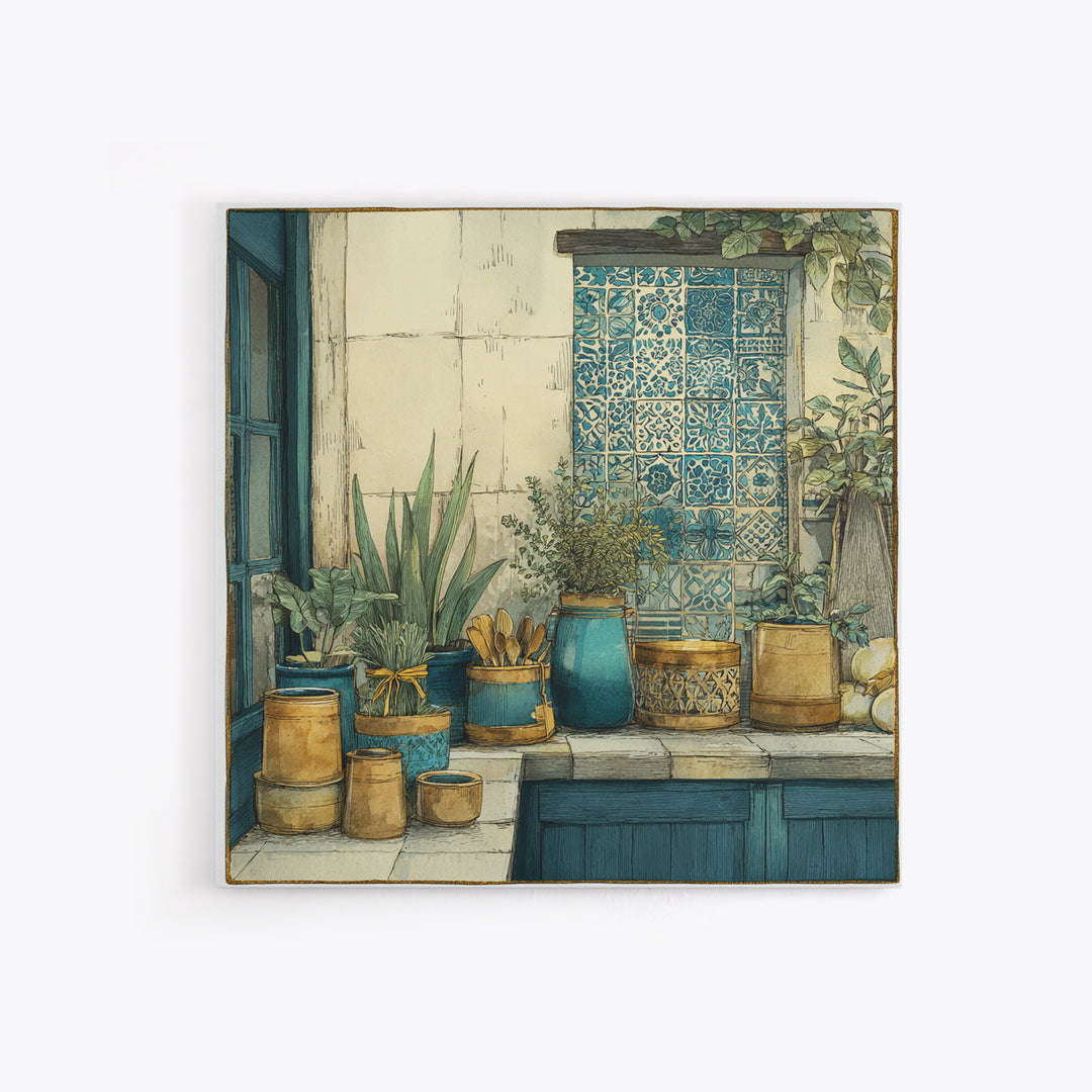 Farmhouse Kitchen Herbs Tied Canvas Print, French Country Art, French Country, Farmhouse Decor, Country, Statement Artwork, FCA-1x1-85