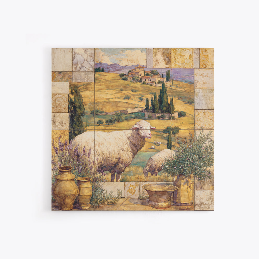 Pastoral Sheep in Rolling Countryside Canvas Print, French Country Art, Farmhouse Wall Art, Farmhouse Decor, Fine Art, Country, FCA-1x1-86