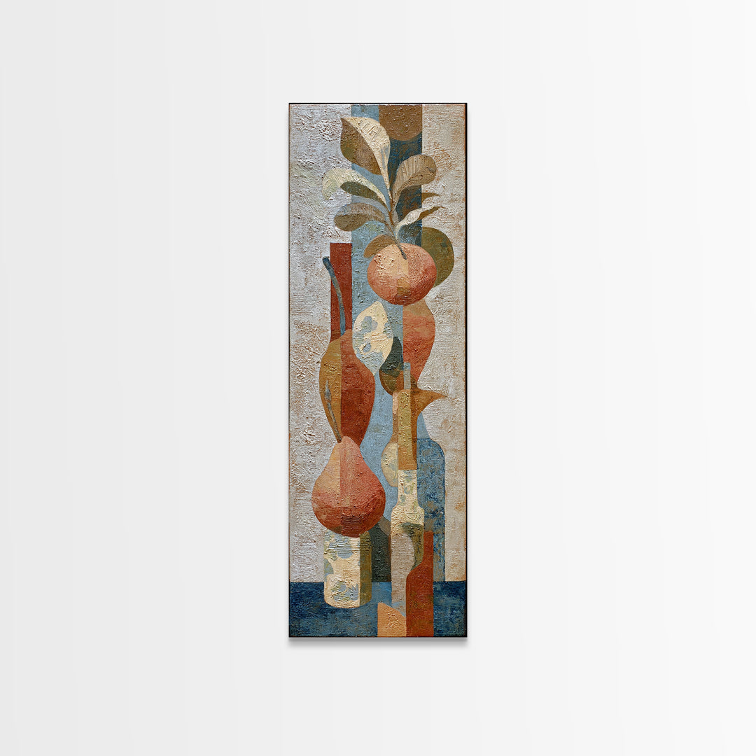 Pear Still Life on Linen Tablecloth Canvas Print, French Country Art, Landscape Painting, Farmhouse Decor, Abstract Art, FCA-1x3-16