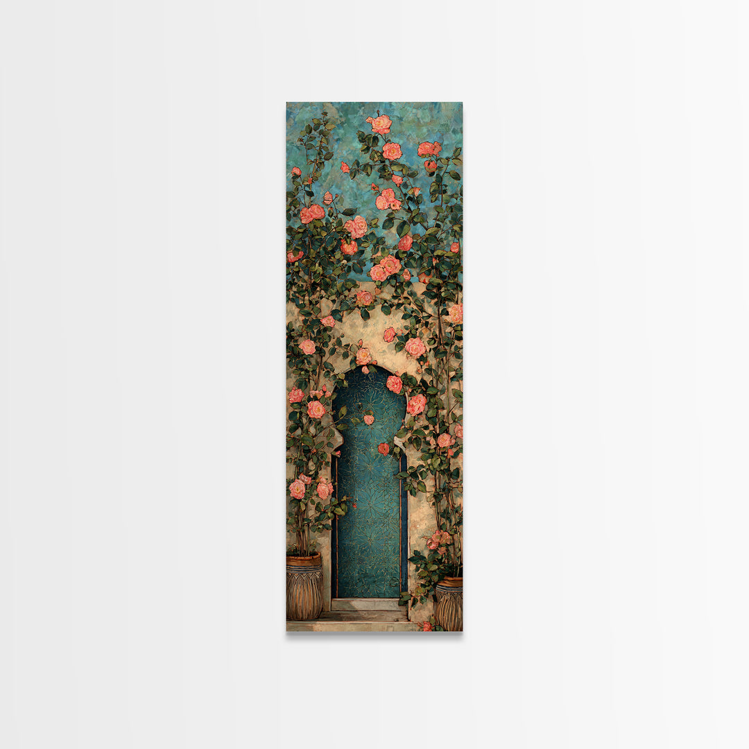 Rustic Door Covered Framed Canvas Print, French Country Art, Floral Wall Art, Farmhouse Decor, Fine Art, Country, Gallery Decor, FCA-1x3-29