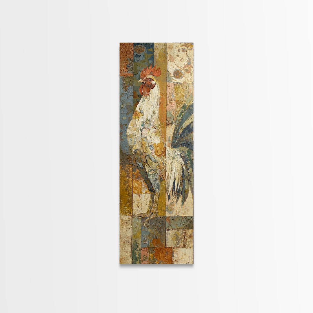 Rooster Portrait in Rustic French Palette Canvas Print, French Country Art, Botanical Prints, Farmhouse Decor, Country, FCA-1x3-38