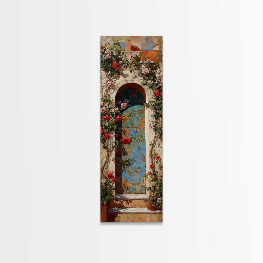 Rustic Door Covered Framed Canvas Print, French Country Art, Floral Wall Art, Farmhouse Decor, Fine Art, Country, Gallery Decor, FCA-1x3-53