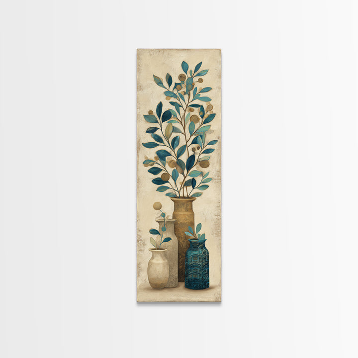 Olive Branch Wreath on Cream Ground Canvas Print, French Country Art, Landscape Painting, Farmhouse Decor, Fine Art, Country, FCA-1x3-82