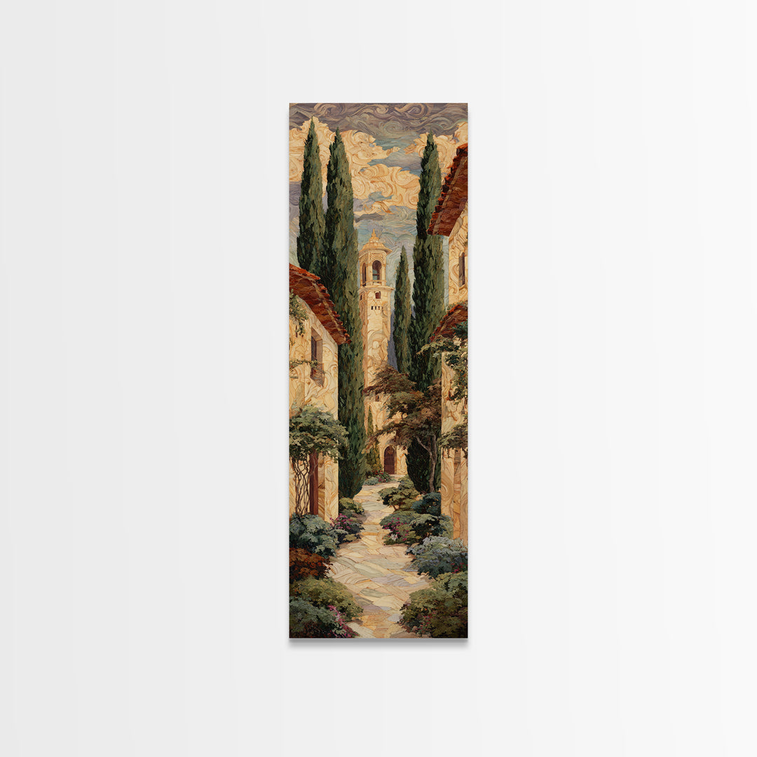 Country Lane Lined Framed Canvas Print, French Country Art, Textured Painting, Farmhouse Decor, Abstract Art, Country, FCA-1x3-83