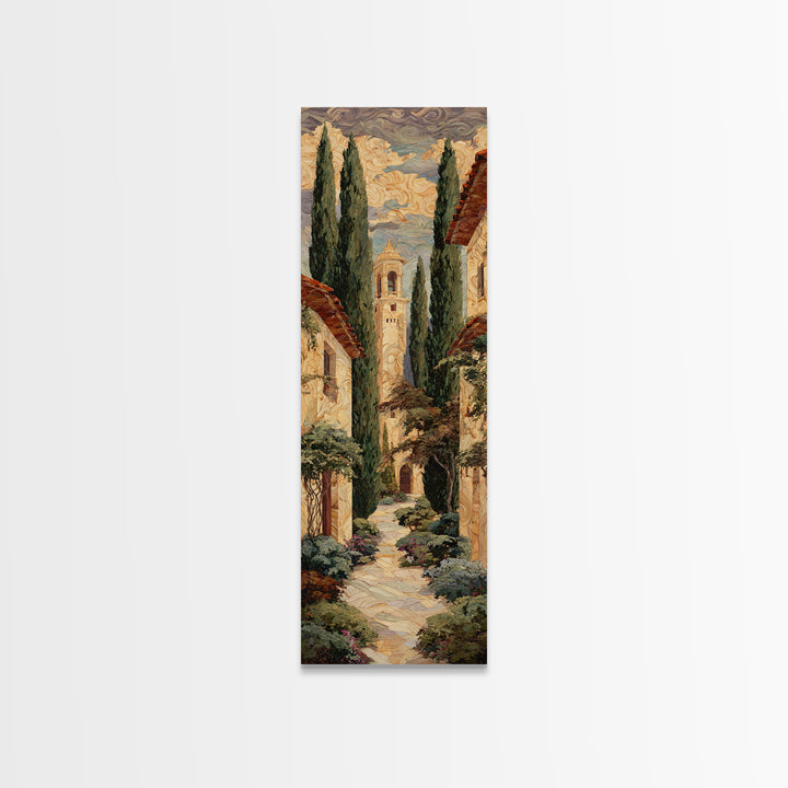 Country Lane Lined Framed Canvas Print, French Country Art, Textured Painting, Farmhouse Decor, Abstract Art, Country, FCA-1x3-83