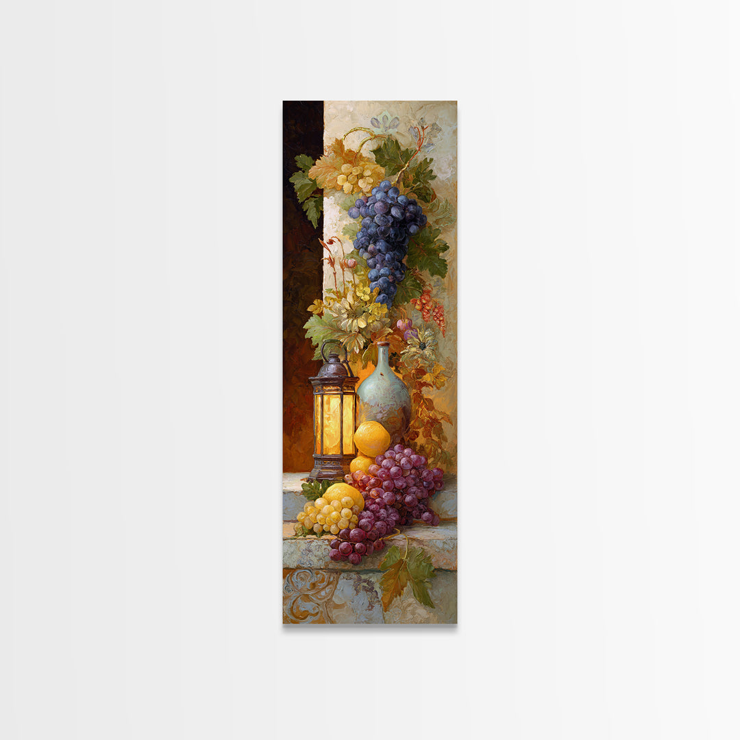 Grapes and Wine Still Life Canvas Print, French Country Art, Digital Download Art, Farmhouse Decor, Fine Art, Country, FCA-1x3-93