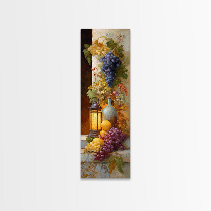 Grapes and Wine Still Life Canvas Print, French Country Art, Digital Download Art, Farmhouse Decor, Fine Art, Country, FCA-1x3-93