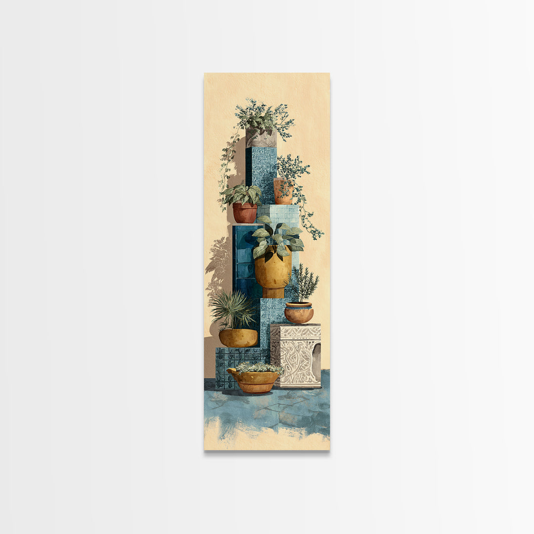 Terra Cotta Pots Canvas Print, French Country Art, Original Painting, Farmhouse Decor, Fine Art, Country, Coastal Wall Art, FCA-1x3-95