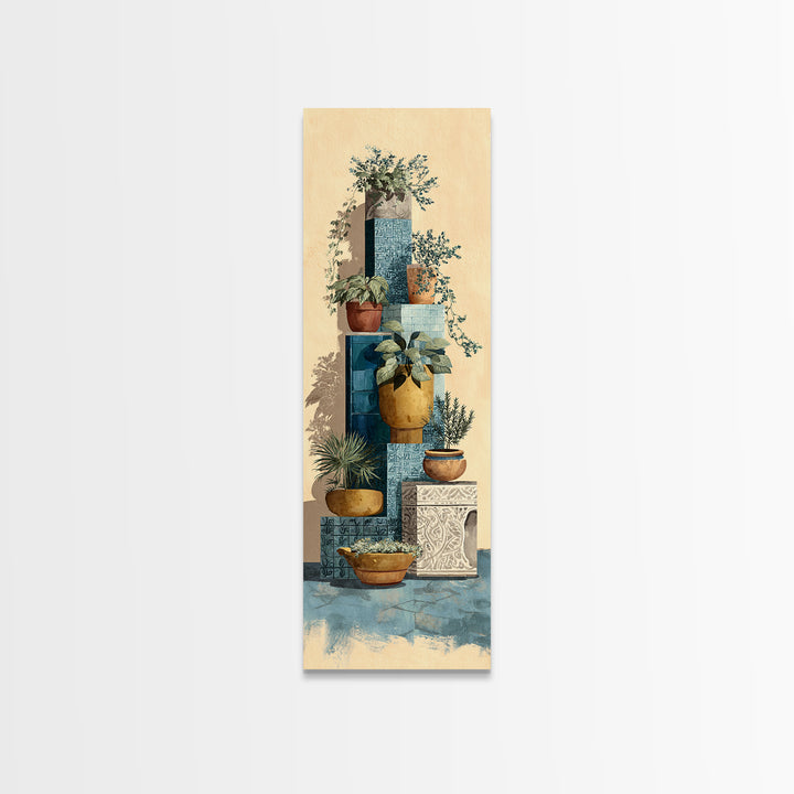 Terra Cotta Pots Canvas Print, French Country Art, Original Painting, Farmhouse Decor, Fine Art, Country, Coastal Wall Art, FCA-1x3-95