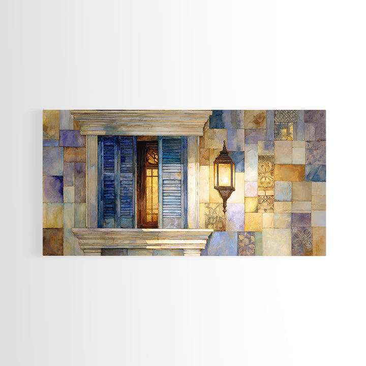 Weathered Window with Blue Shutters Canvas Print, French Country Art, Gallery Decor, Farmhouse Decor, Fine Art, Country, FCA-2x1-17