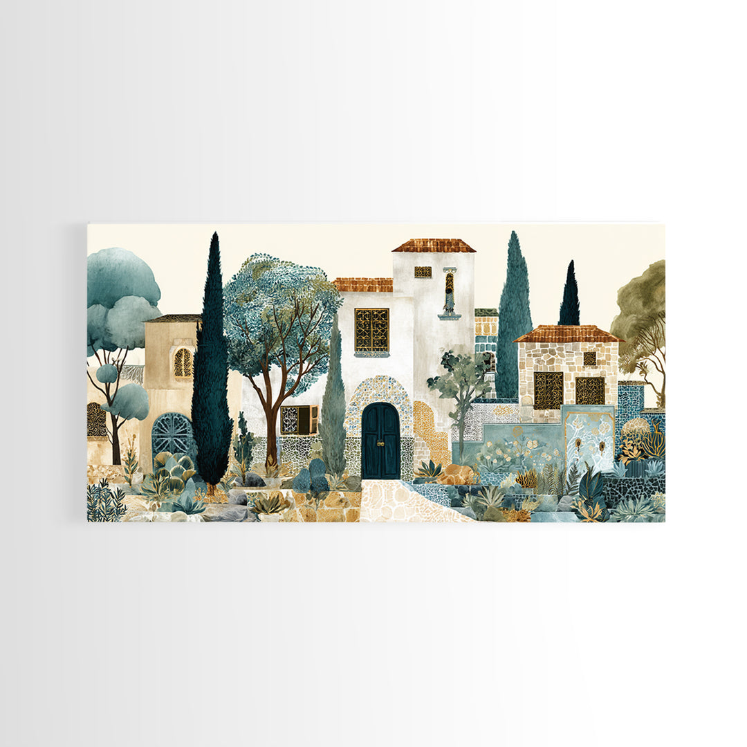 Country Lane Lined Framed Canvas Print, French Country Art, Eclectic Wall Art, Farmhouse Decor, Abstract Art, Country, FCA-2x1-19