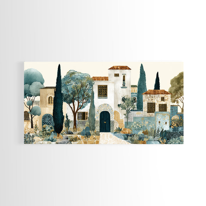Country Lane Lined Framed Canvas Print, French Country Art, Eclectic Wall Art, Farmhouse Decor, Abstract Art, Country, FCA-2x1-19