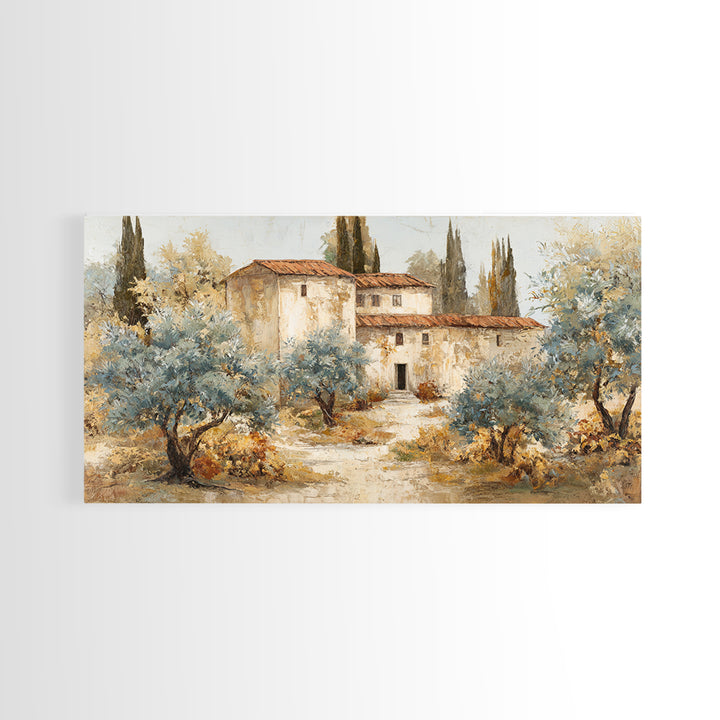 Sunlit Provence Olive Grove Framed Canvas Print, French Country Art, Neutral Decor, Farmhouse Decor, Fine Art, Country, FCA-2x1-25