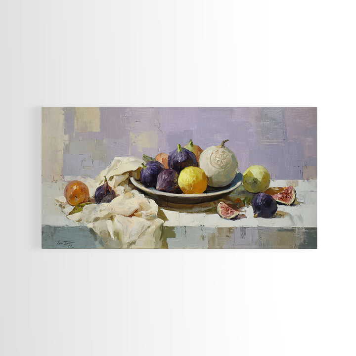 Figs on Ceramic Plate Canvas Print, French Country Art, Minimalist Decor, Farmhouse Decor, Abstract Art, Country, FCA-2x1-36