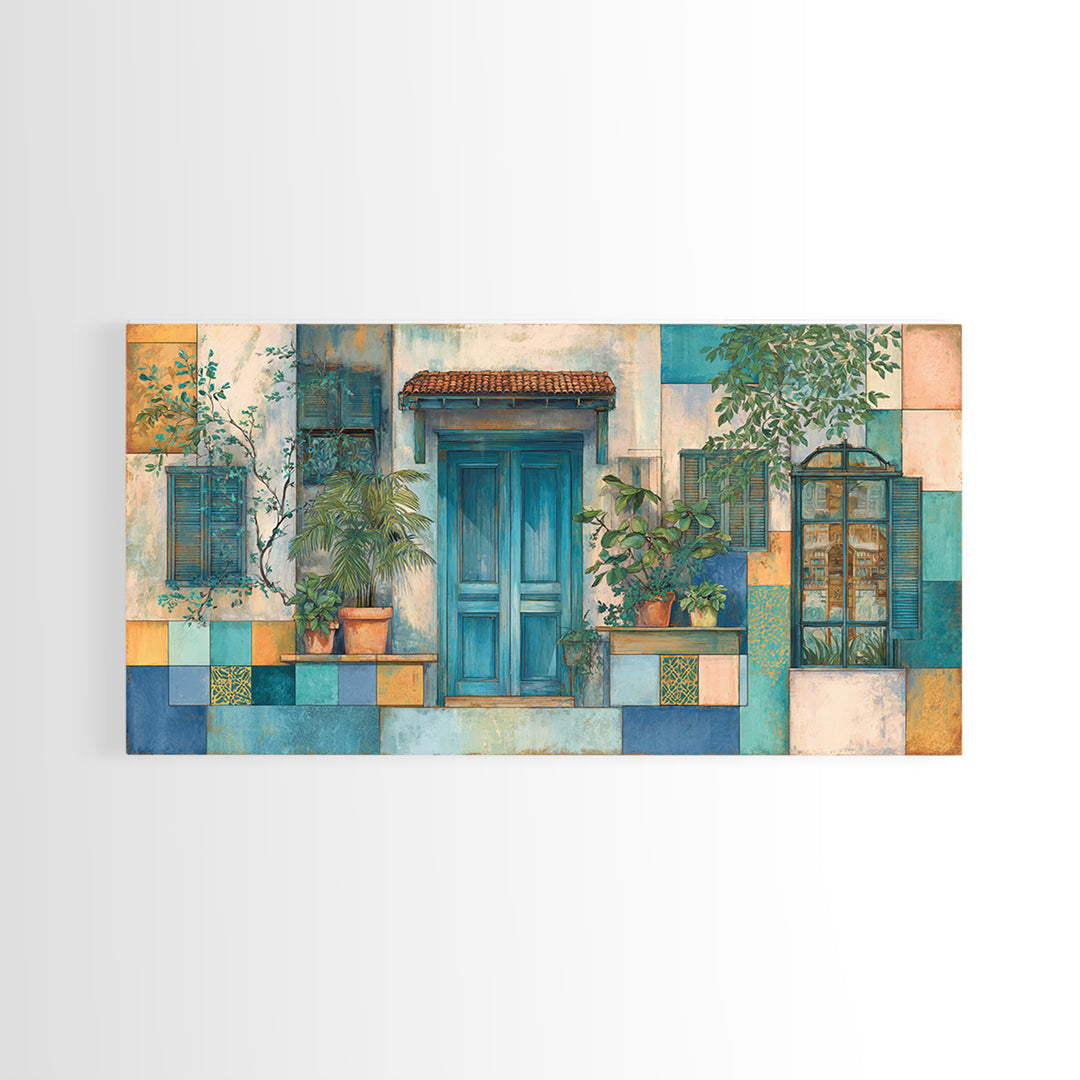 Weathered Window with Blue Shutters Canvas Print, French Country Art, Gallery Decor, Farmhouse Decor, Fine Art, Country, FCA-2x1-41