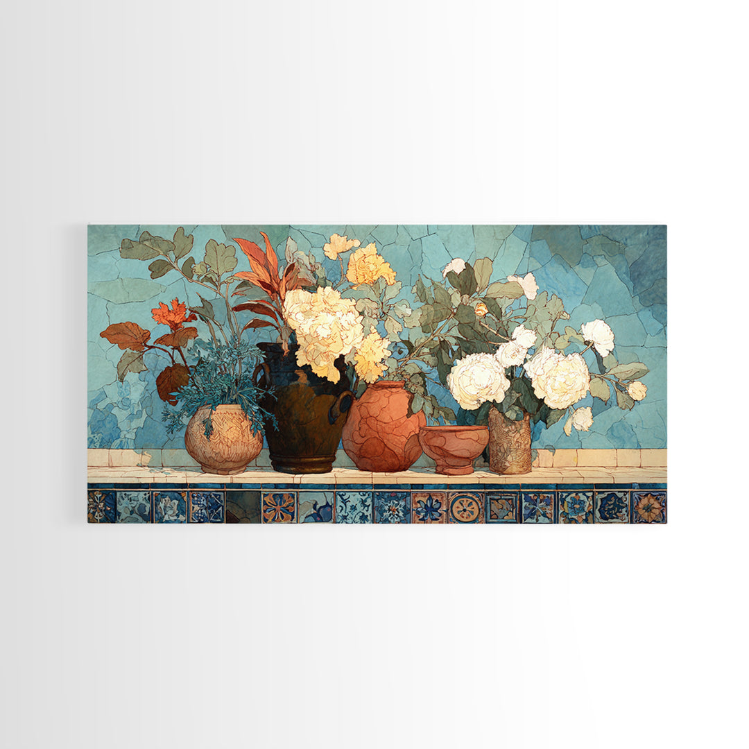 Antique Copper Pot and Flowers Still Life Canvas Print, French Country Art, Art Print, Farmhouse Decor, Fine Art, Country, FCA-2x1-44
