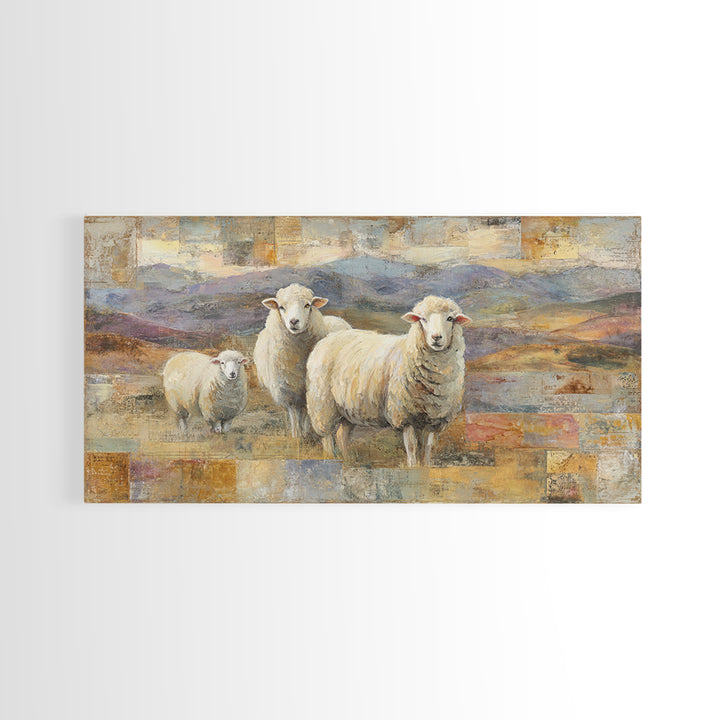 Pastoral Sheep in Rolling Countryside Canvas Print, French Country Art, Statement Artwork, Farmhouse Decor, Fine Art, Country, FCA-2x1-58