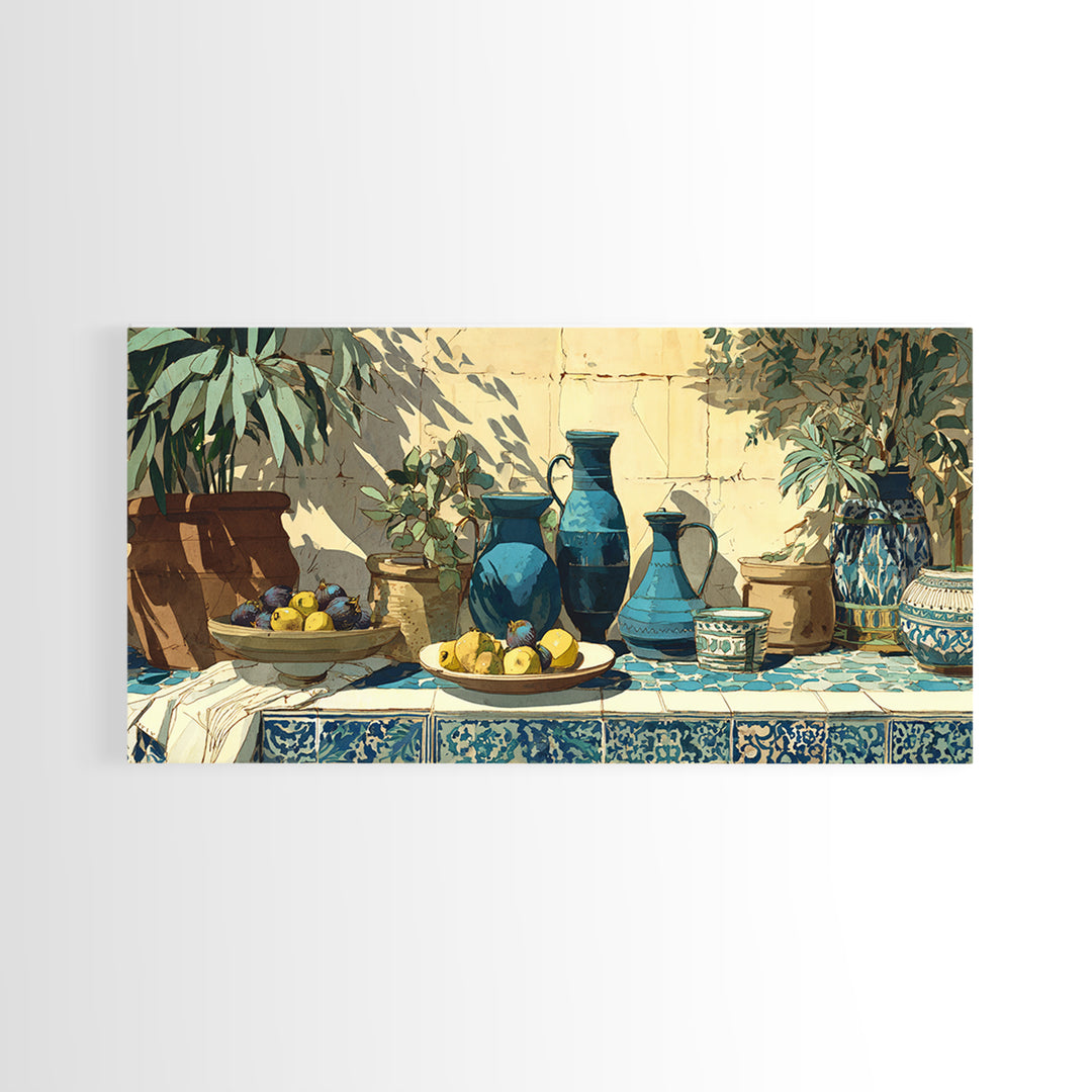 Figs on Ceramic Plate Framed Canvas Print, French Country Art, Printable Wall Art, Farmhouse Decor, Fine Art, Country, FCA-2x1-60