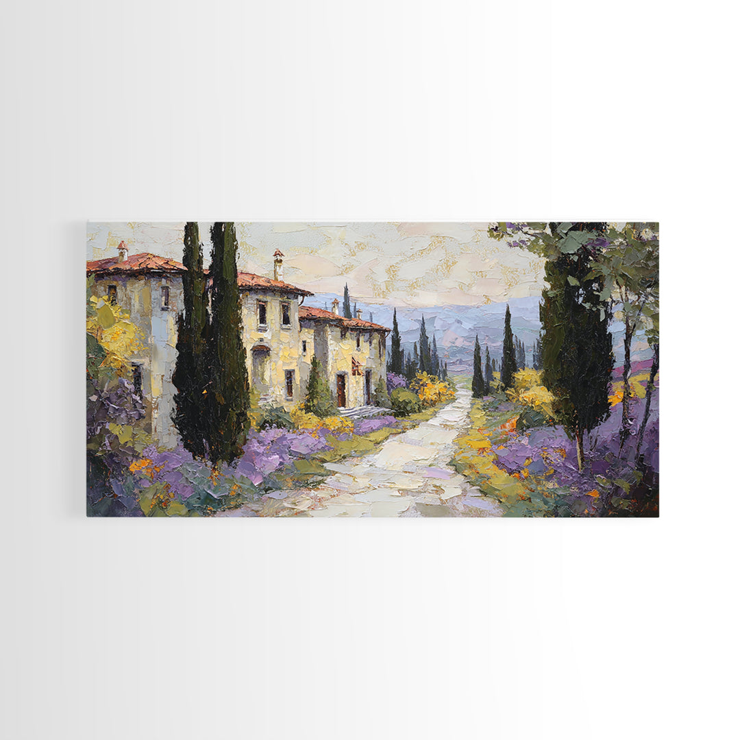 Country Lane Lined Framed Canvas Print, French Country Art, Eclectic Wall Art, Farmhouse Decor, Fine Art, Country, Modern Decor, FCA-2x1-67