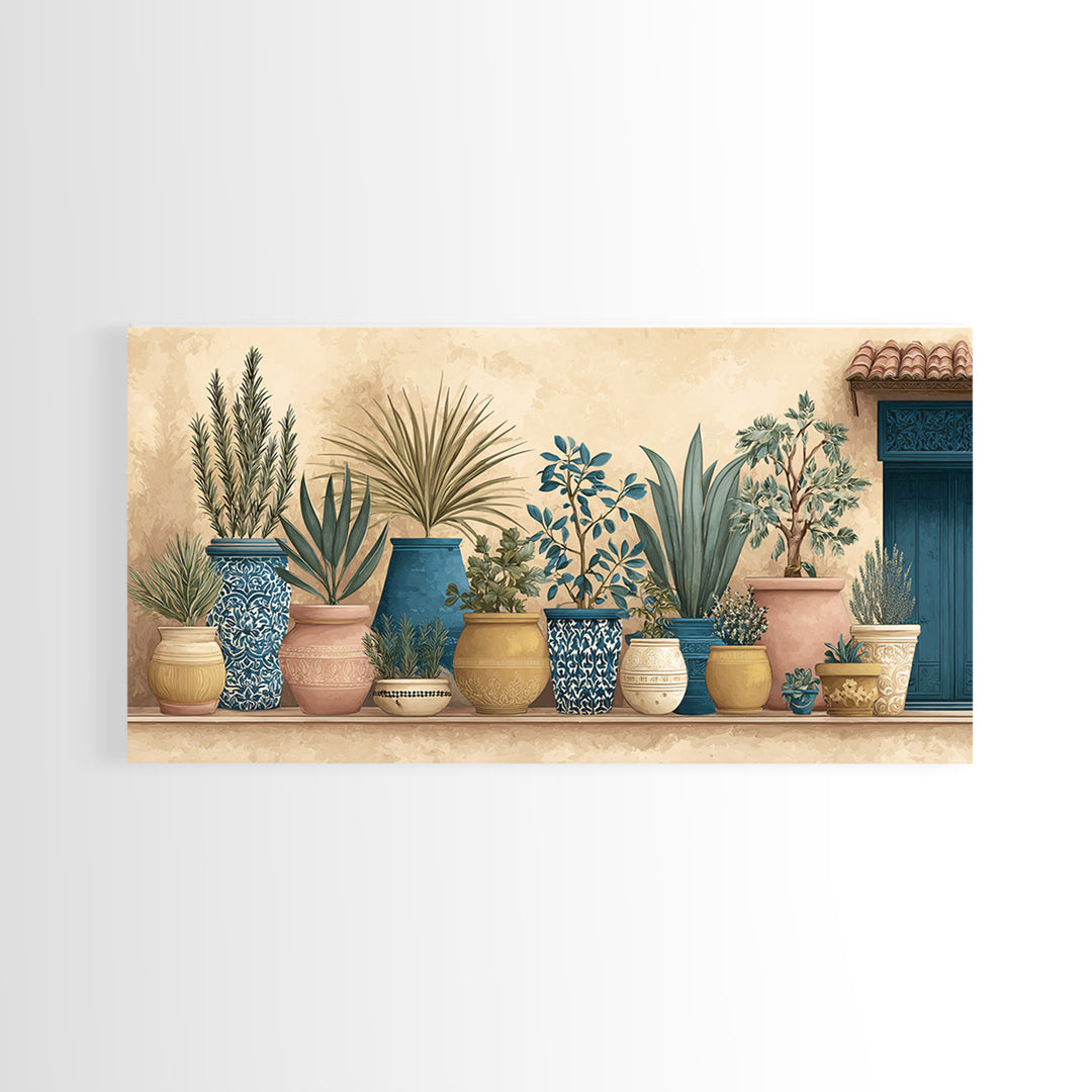 Terra Cotta Pots Framed Canvas Print, French Country Art, Textured Painting, Farmhouse Decor, Country, Home Decor Gift, FCA-2x1-7