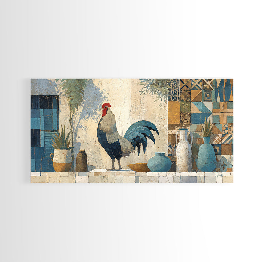 Rooster Portrait in Rustic French Palette Canvas Print, French Country Art, Luxury Decor, Farmhouse Decor, Fine Art, Country, FCA-2x1-70