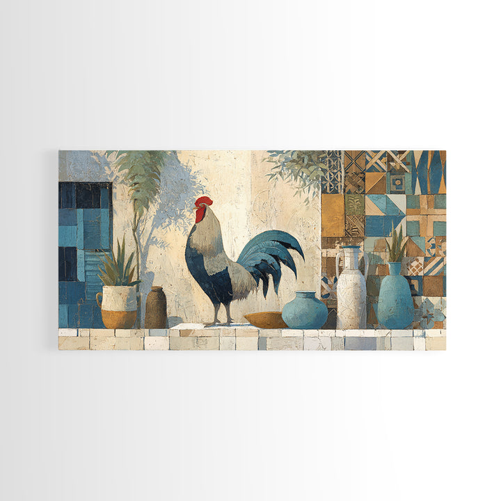 Rooster Portrait in Rustic French Palette Canvas Print, French Country Art, Luxury Decor, Farmhouse Decor, Fine Art, Country, FCA-2x1-70