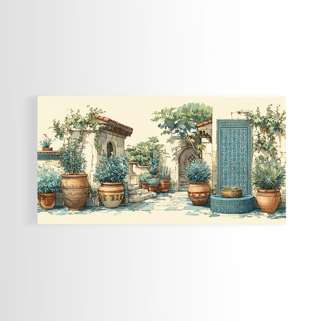 Terra Cotta Pots Framed Canvas Print, French Country Art, Floral Wall Art, Farmhouse Decor, Fine Art, Country, Gallery Decor, FCA-2x1-79