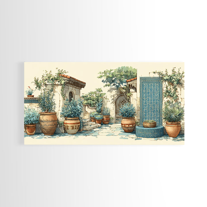 Terra Cotta Pots Framed Canvas Print, French Country Art, Floral Wall Art, Farmhouse Decor, Fine Art, Country, Gallery Decor, FCA-2x1-79