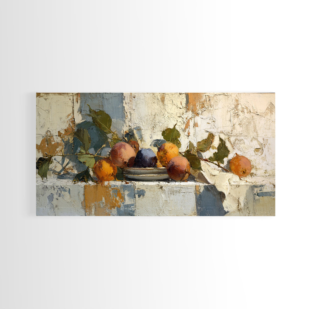 Figs on Ceramic Plate Framed Canvas Print, French Country Art, Farmhouse Wall Decor, Farmhouse Decor, Abstract Art, Country, FCA-2x1-84