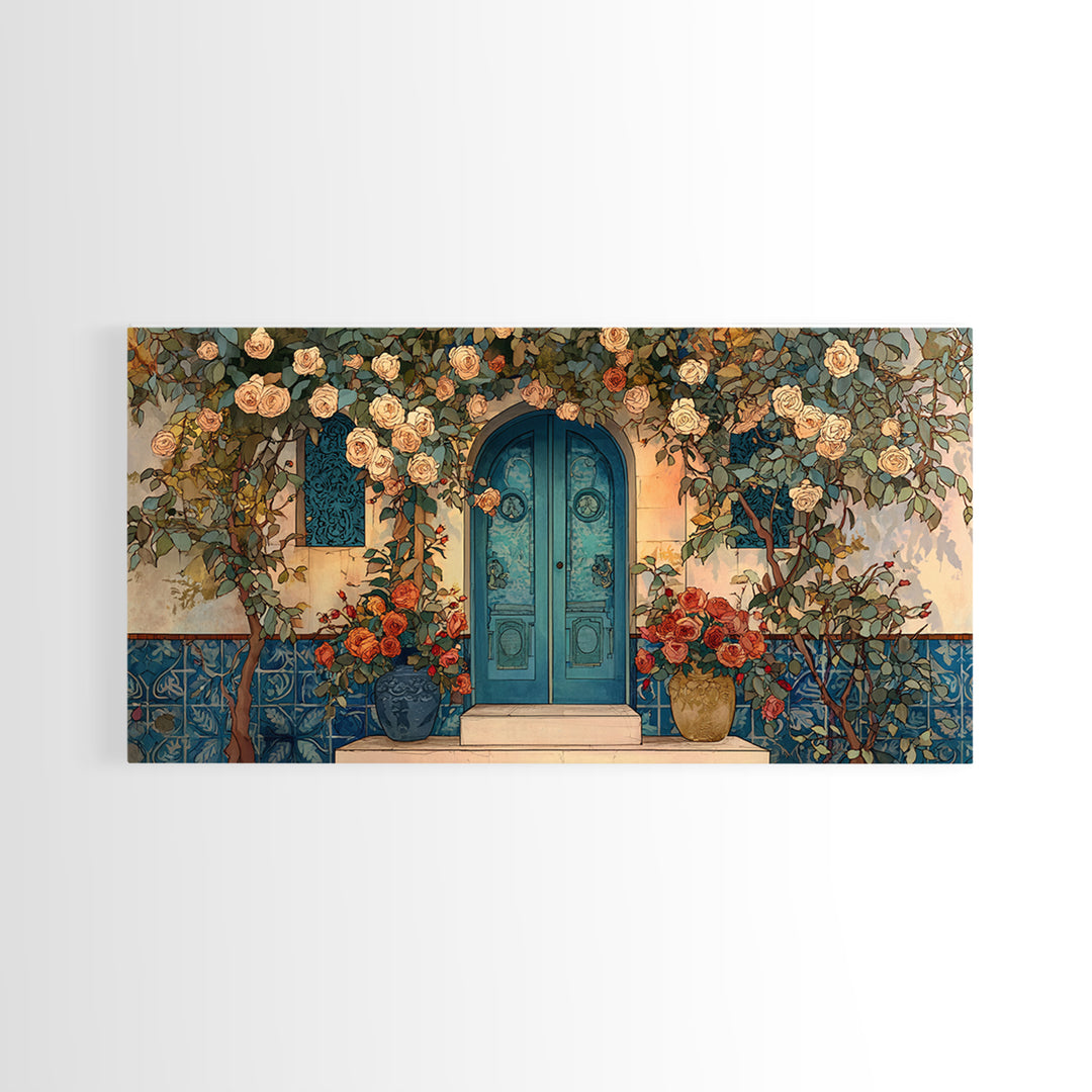 Rustic Door Covered Framed Canvas Print, French Country Art, Textured Painting, Farmhouse Decor, Country, Home Decor Gift, FCA-2x1-85