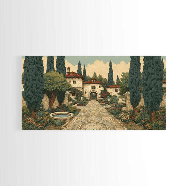 Country Lane Lined Framed Canvas Print, French Country Art, Contemporary Art, Farmhouse Decor, Abstract Art, Country, FCA-2x1-91