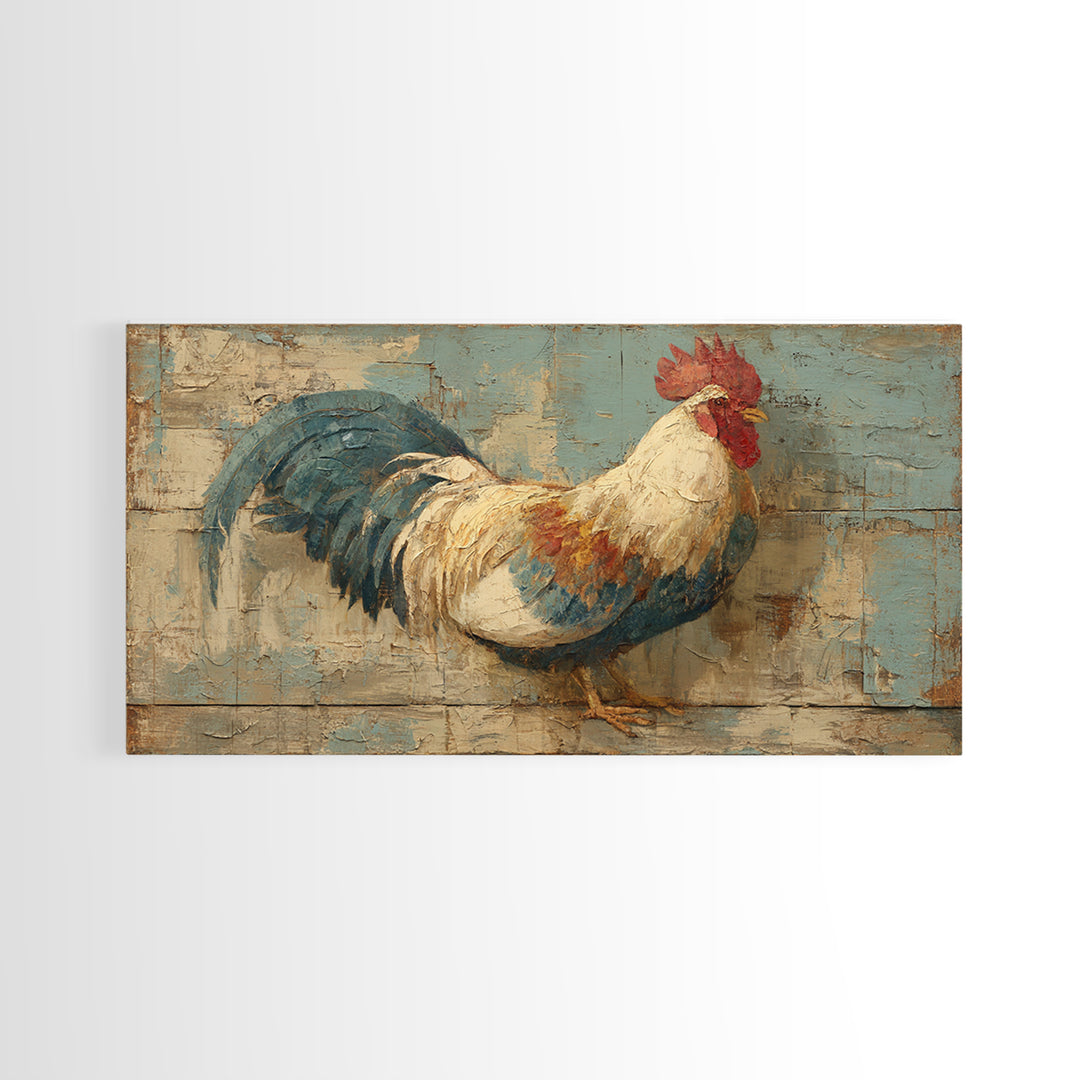 Rooster Portrait in Rustic French Palette Canvas Print, French Country Art, Luxury Decor, Farmhouse Decor, Fine Art, Country, FCA-2x1-94