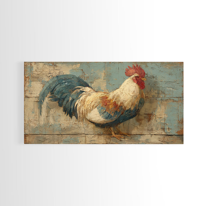 Rooster Portrait in Rustic French Palette Canvas Print, French Country Art, Luxury Decor, Farmhouse Decor, Fine Art, Country, FCA-2x1-94