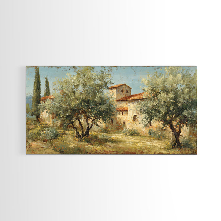Sunlit Provence Olive Grove Framed Canvas Print, French Country Art, Contemporary Art, Farmhouse Decor, Fine Art, Country, FCA-2x1-97